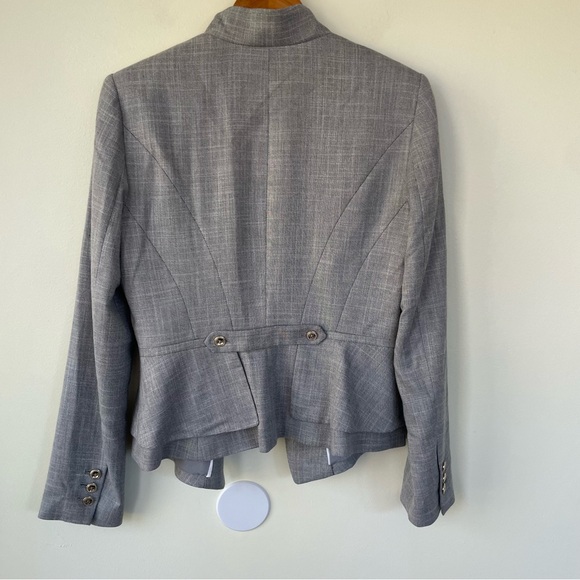 White House Black Market Single Button Yarn Dye Suit Jacket 6 Marled Gray - Picture 8 of 12